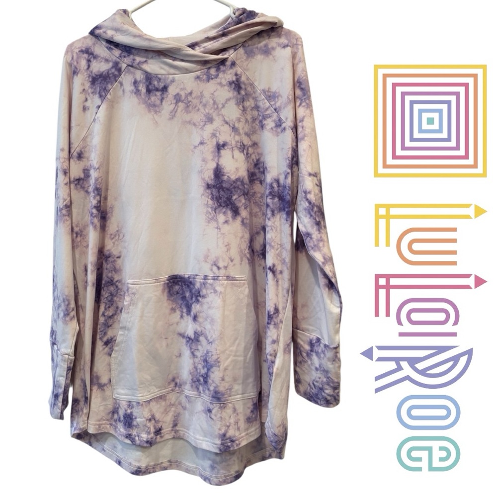 LuLaRoe Women's Purple Tie-Dye Hoodie, Large